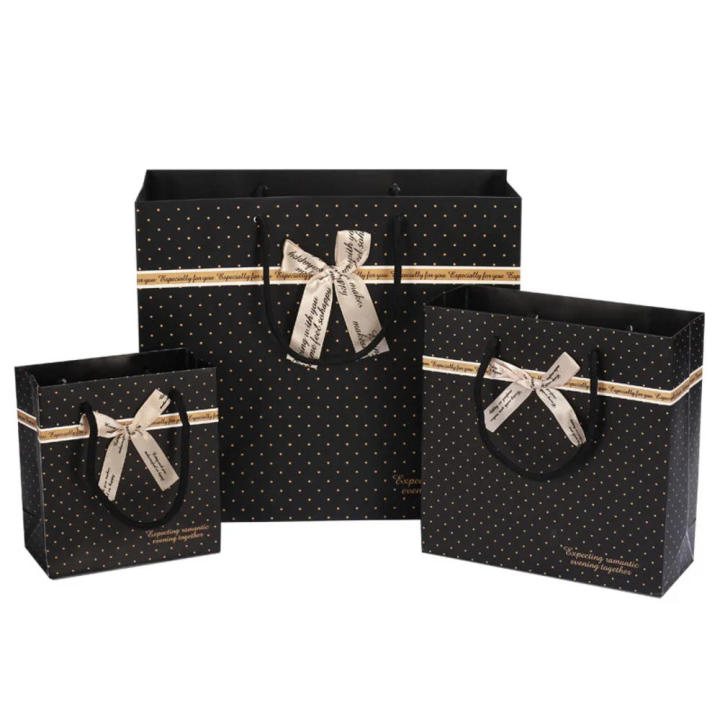Portable Gift Bag High-Quality Decorative Foldable Handles Convenient Black Books for Birthday Party Wedding New Year Present