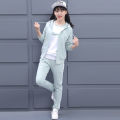 Girls' Clothing Middle School Student Sports Suit Female Spring and Autumn Large Size Women's Clothing Korean Style Casual Sweatshirt Older Children Three-Piece Suit Autumn. 