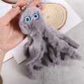 Fluffy Keychain Octopus Shape  and cat Ear key tag Fur Ball Key Chain Rings fur ball keytag. 