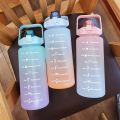 【HOT】 2 L Water Bottle Girls Motivational Water Bottle Straw Cup Leak-Proof BPA Frosted Cup Time Scale Outdoor Sport Water Bottles. 