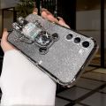 For Samsung Galaxy S24 / S24 Plus / S24 Ultra Back Cover with Cartoon 3D Bear Stand Luxury Slim Gradient Plating Glitter Girls Stylish Phone Case Clear Soft Silicone Protective Cases Pouch. 