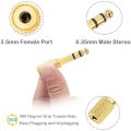 Quarter Inch Adapter, 6.35mm (1/4 Inch) Male to 3.5mm (1/8 Inch) Female Headphone Jack Plug, Gold 6 Pack. 