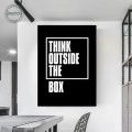 tois Think Outside The Box Letter Canvas Painting Inspirational Motivational Black Typography Poster Wall Art Modern Print Pictures. 