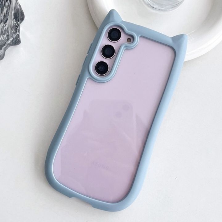 Korean%20Cute%20Candy%20Color%203D%20Cat%20Ears%20Transparent%20Case%20Samsung%20Galaxy%20S25%20S24%20S23%20Ulra%20Plus%20Kawaii%20Shockproof%20Soft%20Border%20Cover%20-%20Image%207