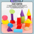 [Choo Choo Toy] Multicolored Math Manipulatives Geometric Shapes Wooden Building Blocks Puzzle for Kids Toys 几何图形认知积木 Geometri Blok - BT110. 