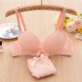Summer Wireless Thin Bra Development Period Girl's Underwear Panties Set Junior and Senior High School Students Small Sized Bra Gather. 