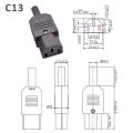 1Pcs Durable Male Female AC Plug Socket 3 Pin IEC 320 Straight AC Power Connector C13 C14 10A 250V Rewirable Power Connector. 