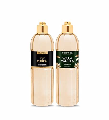THE LOVE CO. Oud Noir & Warm Vanilla Body Wash Set - Opulent Shower Gel Combo (2-Pack) - Sumptuous Moisturizing Formula for All - Rich, Enduring Fragrance - 250ml Each(FROM INDIA)JEZ