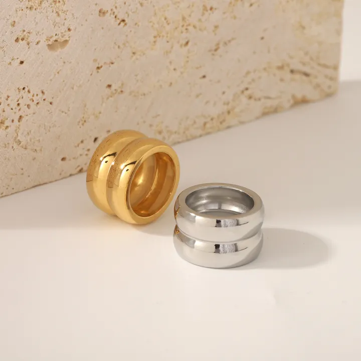 Amazon%20Europe%20and%20the%20United%20States%20ins%20stainless%20steel%20ring%2018K%20wide-sided%20double-layer%20texture%20simple%20women's%20high-end%20titanium%20steel%20hand%20ornament%20-%20Image%204