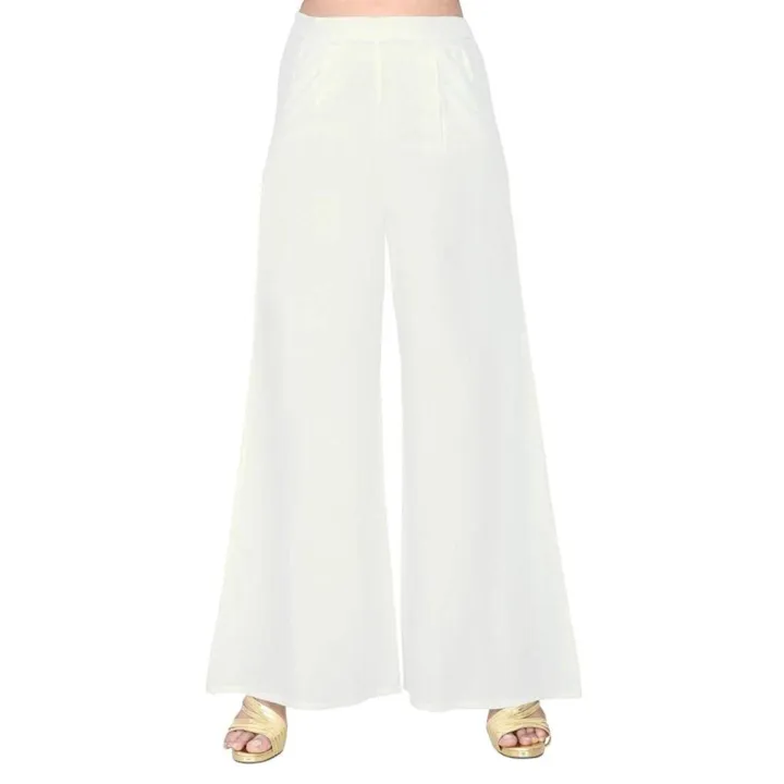 Women Ladies Viscose White Plaza Palazzo Plazo Elephant Pant Trouser