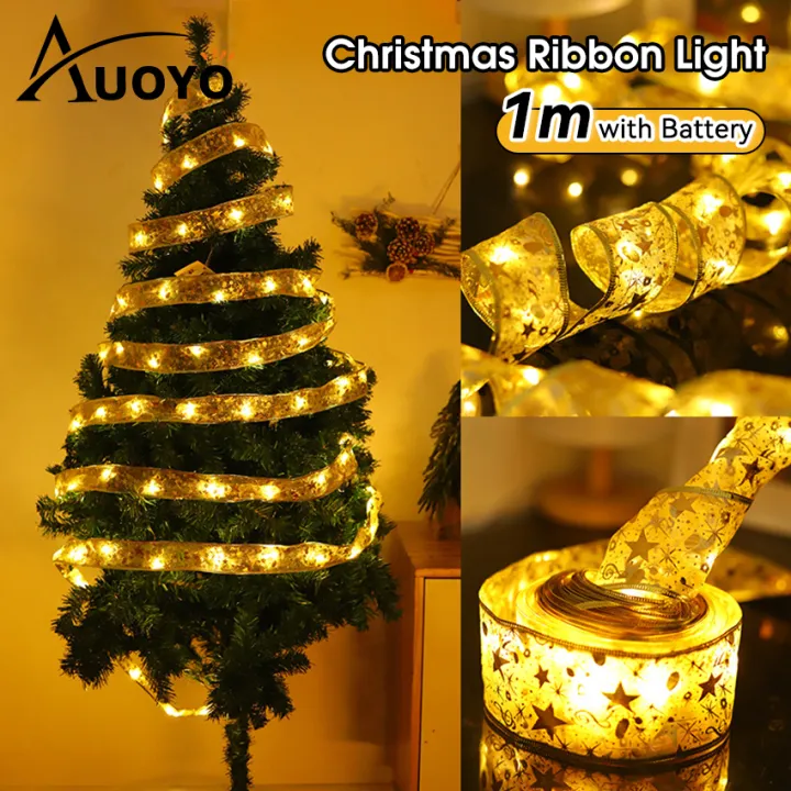 Auoyo 1/4/10M Ribbon Fairy Light Christmas Decoration Light Christmas T r e e Ornaments String Lights LED Ribbon Lights Christmas T r e e String Lights for Party Decoration Indoor Outdoor Hanging Items