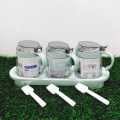 Lovwish Glass Jar Tray & Seasoning Pot Set 4Pcs Kitchen Coarse Cereals Storage Jar Canister Dispenser With Spice Jar Set Korean Style Cat's Paw Glass Sealed Can Large Capacity. 