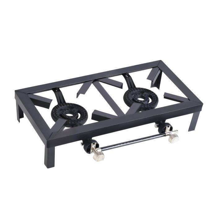 SGB 2 Heavy Duty Gas Stove with Steel Frame Industrial Gas Cooker Stove Camping Gas Cooker Stove Indoor Outdoor Durable Iron Cast 3 Burner Gas Cooking Stove for Indoor and Outdoor Cooking Hotel Kitchen