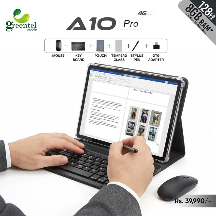 Greentel%20A10%20Pro%20Tablet%20(4G)%20%7C%20Free%20Key%20board,%20Mouse,%20Stylus%20Pen,%20Pouch%20%7C%204GB%20+%204GB%20RAM%20%7C%20128GB%20ROM%20%7C%206000mAh%20battery%20%7C%2010.1"%20Big%20Display,%20-%20Image%204