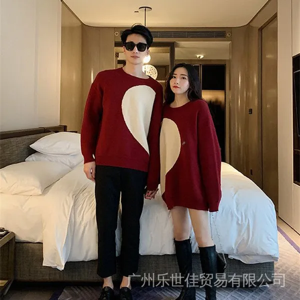 2024%20Autumn%20New%20Love%20Couple%20Wear%20Christmas%20Red%20Sweater%20Women's%20round%20Neck%20Soft%20and%20Glutinous%20Long%20Sleeve%20Sweater%20Top%20-%20Image%203