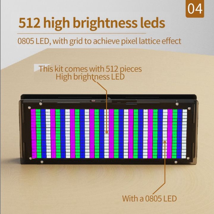 LED%20Music%20Spectrum%20Display%20DIY%20Kit%2016X32%20Rhythm%20Light%20Clock%208%20Kinds%20Spectrum%20Mode%20SMD%20Soldering%20Display%20Light%20Durable%20-%20Image%207