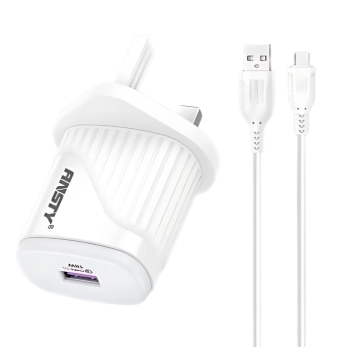 ANSTY 18W Fast Charging Adapter With Type-C USB Cable CHARGER QK-015-T