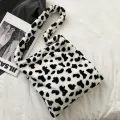 【ZIME】Milk Cow Print Messenger Bag Womens Fashion Big Capacity Single Shoulder Bag Soft Plush Handbag Female Crossbody Tote Bags. 