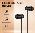 Wired Earphones with Mic – Super Bass Boost, HD Stereo Sound Quality, 3.5mm Audio Jack, Noise Isolation, Tangle-Free Cable – Black & White Earbuds. 