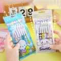 Sanrio 12pcs Cartoon Gel Pen Hello Kitty Cinnamoroll Kuromi Pens Students Stationery 0.5 Black School Children Write Supplies. 