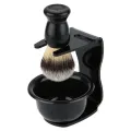 Beard Shaving Brush Comes with Bracket Soap Mug Soft Bristles Hair Salon Barber Soap Foam Shave Men Facial Cleaning Tools. 