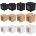 30/50pcs Square Kraft Paper Boxes With Transparent Window For Wedding Birthday Party S Product Packaging Box. 