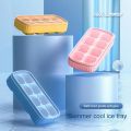 8 Grids Simple Food Grade Reusable Ice Cube Maker Mold with Lid Soft Bottom Ice Mould Forms for Whiskey Cocktail Accessories Kitchen Gadgets. 