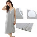 Yfashion Women's Plus Sized Nightdress Summer Sleeveless V-Neck Nightgown Breathable Loose Sleepwear With Pad. 