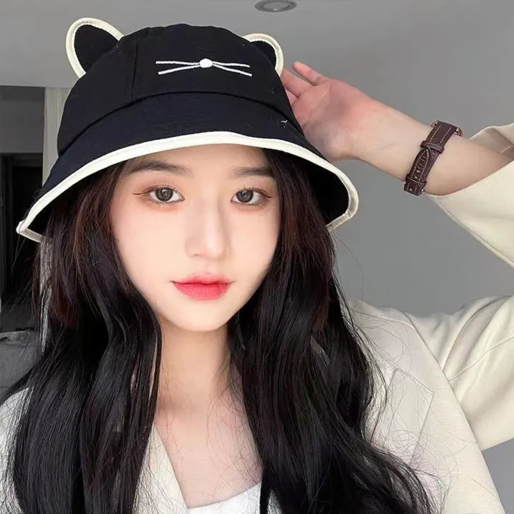 Korean%20Cute%20Cartoon%20Women%20Girls%20Bucket%20Hat%20Spring%20Summer%20Kawaii%20Beach%20Sun%20Visor%20Hats%20Wide%20Brim%20Solivd%20Cotton%20Panama%20Cap%20-%20Image%202