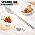 Retro Fork BBQ Telescopic Extendable Dinner Fruit Dessert Long Handle Fork Stainless Steel Cutlery Fork Tableware. 