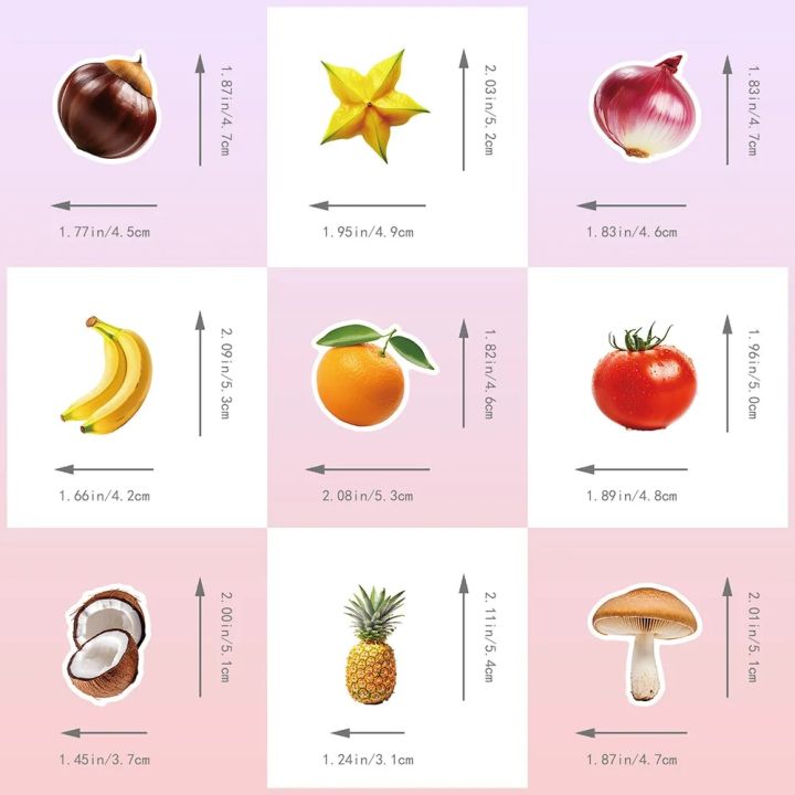 Vegetable Lettering Labels 10/50Pcs Realistic Fruits Vegetables Varied Stickers Pack for Kids ...