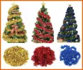 Christmas Tinsel Garland 2m Long Shiny Christmas Tinsel Garland Metallic Streamer Twist Garland Christmas Tree Ornament Birthday Wedding New Year Hanging Decorations - Gold, Red, Blue. 