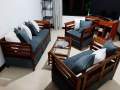 Teak wooden sofa set with coffee Table & Pillows. 