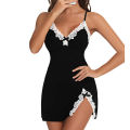 Satin Women Sleepwear Soft Lace Sleeveless Nightwear Silk V-Neck Nightdress for Plus Size Women'S Wear Bedroom Bridal. 