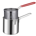 Stainless Steel Deep Frying Pot with Strainer Chicken Fried Pans Kitchen Cooking Tool. 