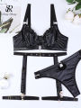 SINGREINY Fashion PU Leather uality Underwear Sets Strapless healthyClub Skinny Lingerie Ladies Slim Solid Porno Corset Bra Suits. 