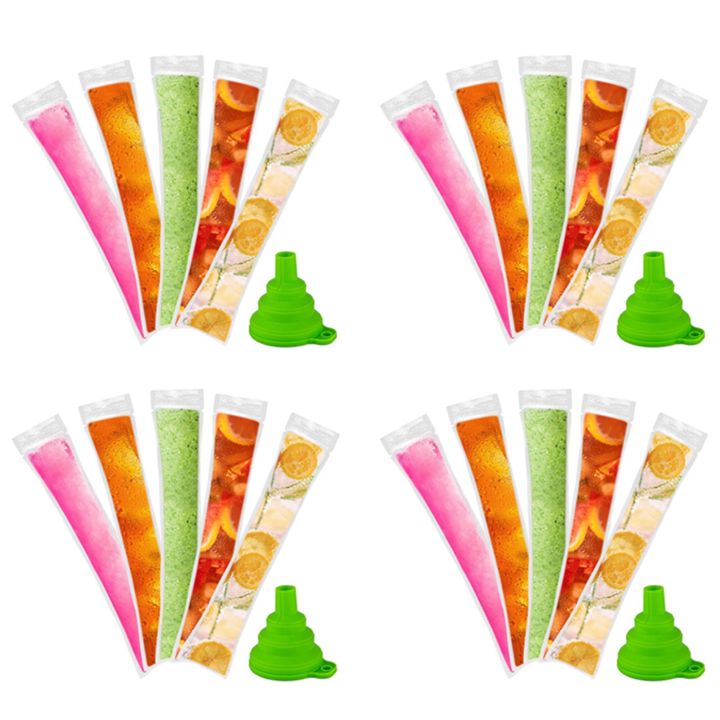 Disposable Popsicle Bags 240Pcs Freezer Tubes, Ice Bags with Funnel and Ice Sleeves for Juice, Ice Candy Pops, Fruit