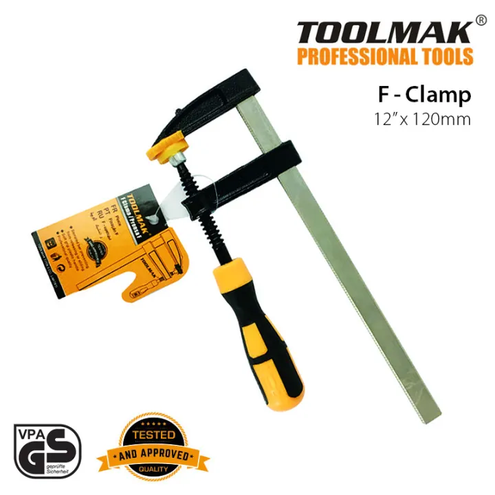F-Clamp Heavy Duty Steel Woodworking Bar Clamp - 12" - Toolmak