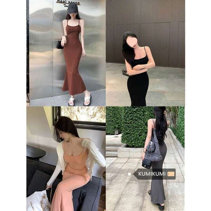 Black%20mature%20lady%20pure%20desire%20suspender%20dress%20women's%20summer%20spicy%20girl%20slim%20fit%20slimming%20and%20sexy%20hip%20hugging%20skirt%20long%20skirt%20-%20Image%202
