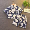 Children Cotton Clothes Baby Sport Boys Causal Full Printe Panda Shirt Shorts 2Pcs/Sets Infant Kids Fashion Toddler Tracksuits. 