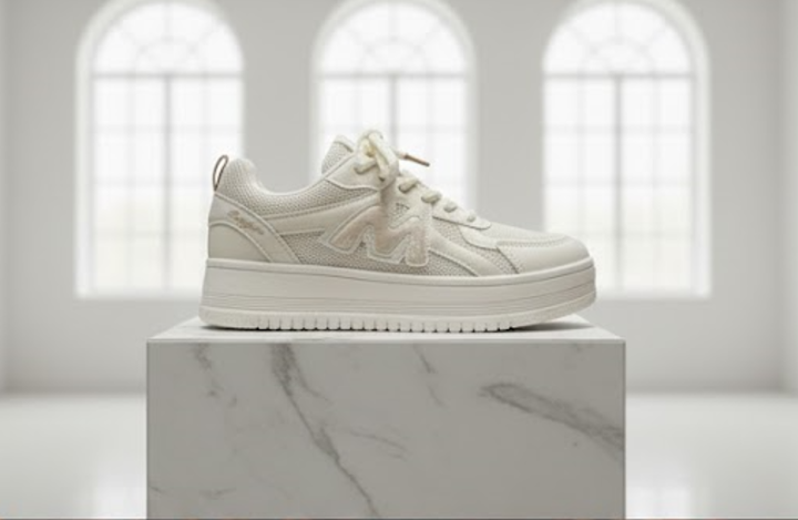 Click & Kick White platform chunky sneaker with a mesh upper | Daraz.lk
