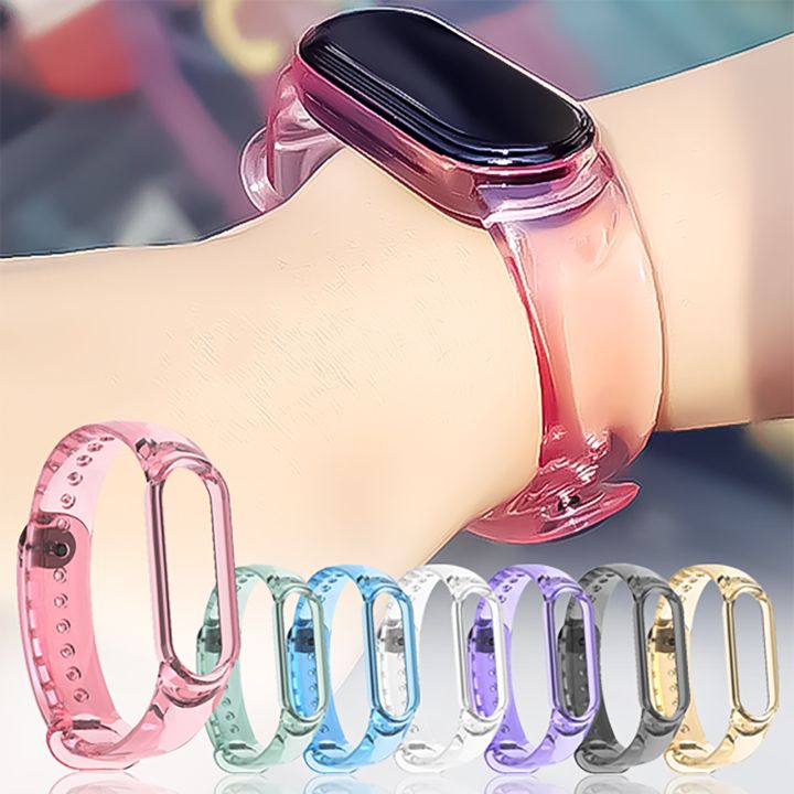 Photochromic Transparent Silicone Replacement Straps For Xiaomi Mi Band 4 3 Sport Wristband Strap For Mi Band 4 3 Watch Band