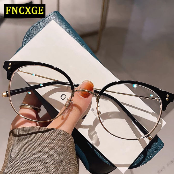 FNCXGE%20Women%20Korean%20Style%20Anti%20Blue%20Light%20Myopia%20Glasses%200~-600%20Unisex%20Retro%20Half-Frame%20Replaceable%20Lens%20Men%20Fashion%20Anti%20Radiation%20Shortsighted%20Eyeglasses%20-%20Image%202