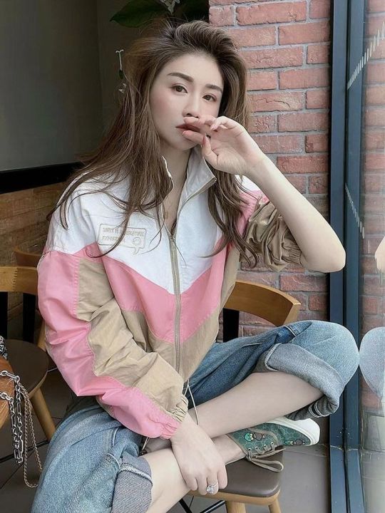 Color Contrast Patchwork Thin Coat Women's Sun-Protective Clothing Design Sense Niche 2023 Spring and Summer New Loose Baseball Uniform Tide