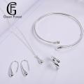 Unique Elegance Jewelry Set 4pcs Women's Teardrop Jewelry Set Necklace Earrings Bracelet Ring Water Drop Jewelry Set. 