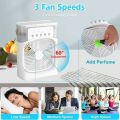 2 in 1 Air Conditioner Humidifier 3 Speed Air Cooling Fan Humidifies Portable Air Conditioner Fan SMILING SHARK Cooling Fan Mini Evaporative Air Cooler Water Fan with 5 Sprays, 7 Colors LED Personal AC USB Desk Fan for Office,Home Kitchen,Bedroom,Dorm. 