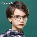iboode TR90 Flat Mirror Glasses Frame Kids Boys Anti Blue Light Spectacles Transparent Gray Pink Silicone Nose Pads Goggle Girls. 