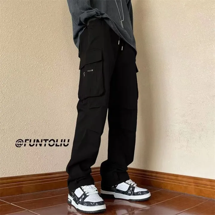 American%20New%20Cargo%20Pants%20Trendy%20Multi-Pocket%20Charging%20Pants%20Men's%20Spring%20and%20Autumn%20Loose%20Straight%20Trousers%20All-Matching%20Casual%20Pants%20-%20Image%203