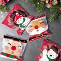 100PCS/Pack Christmas Senile Tree Snowflake Crisp Fruit Self-sealing Sticky Bag Cookies Nougat Cookies Party Gift Packaging. 