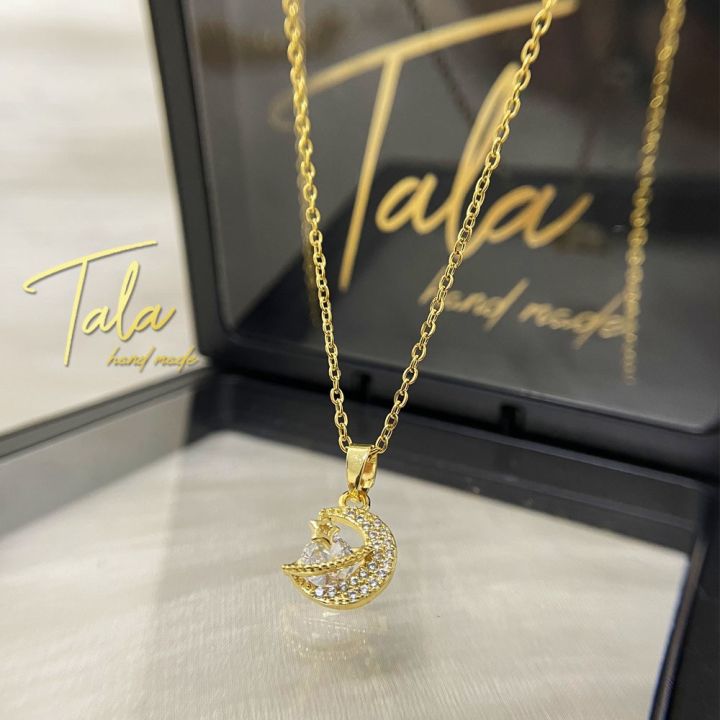 ShopSphere TALA hand made Necklace 18K Gold Star & Moon Pendant Jewelry Women Non-allergic With Premium Gift Box